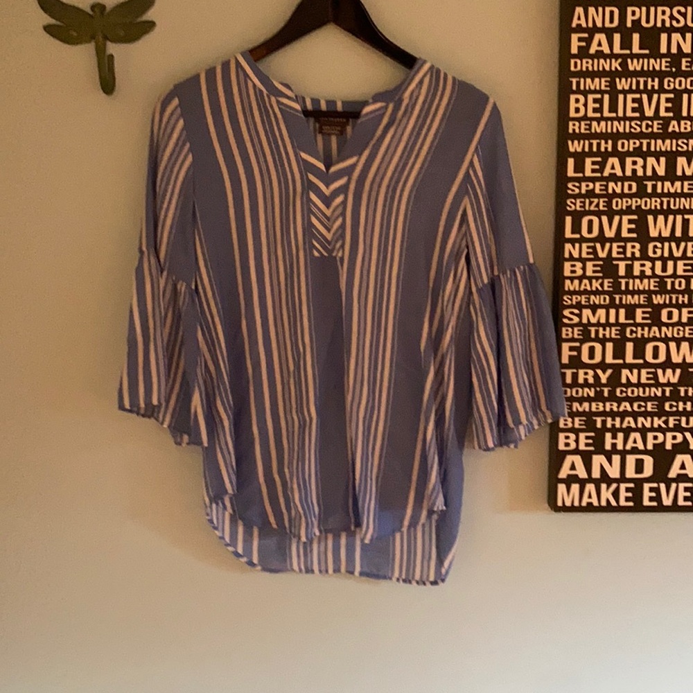 2 for $20 Beautiful blue striped butterfly sleeve blouse
